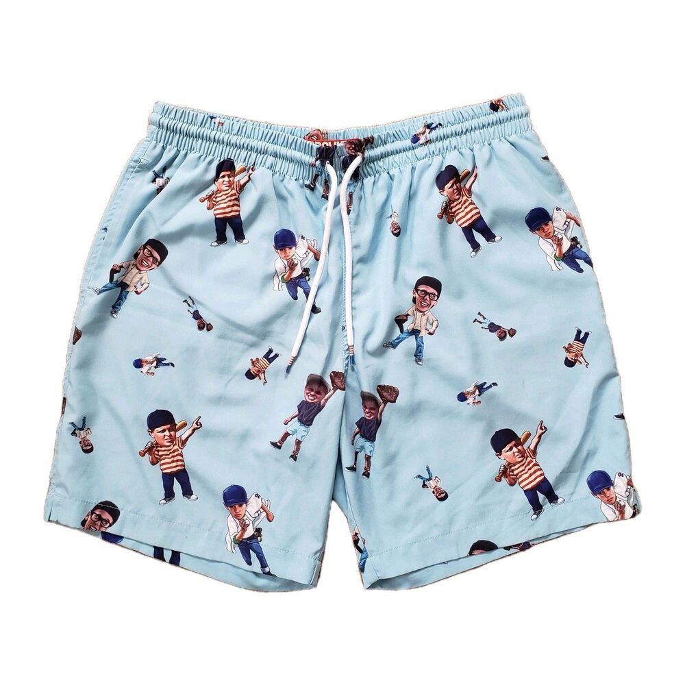 RSVLTS X The Sandlot All Over Size Medium Mens 7" Blue Swim Trunks Swimming AOP